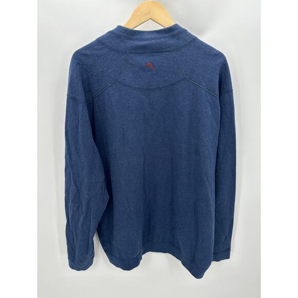 Tommy Bahama Blue Long Sleeve Quarter Zip Knit Pullover Sweater Men's Size 2X - Picture 2 of 8